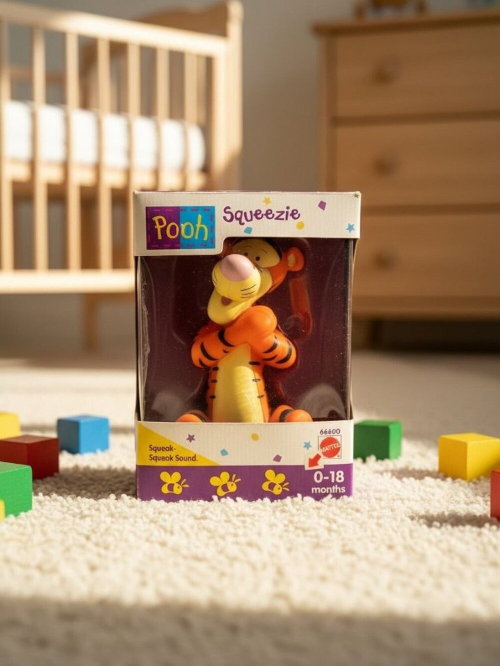 Pooh Squeezies Tigger Figure With Squeak Sound For Ages 0-18 Months By Mattel